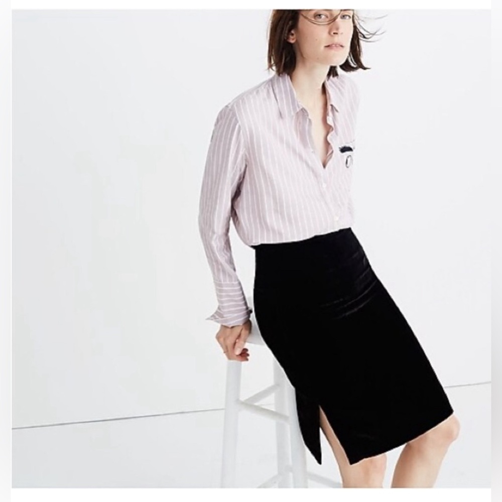 Madewell Silk Blend Black Pencil Skirt